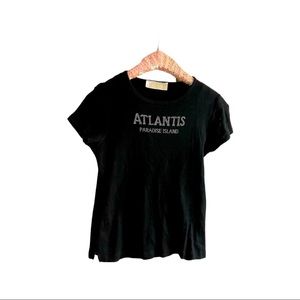 Atlantis Paradise Island Tshirt cotton bling black vintage graphic tee size med